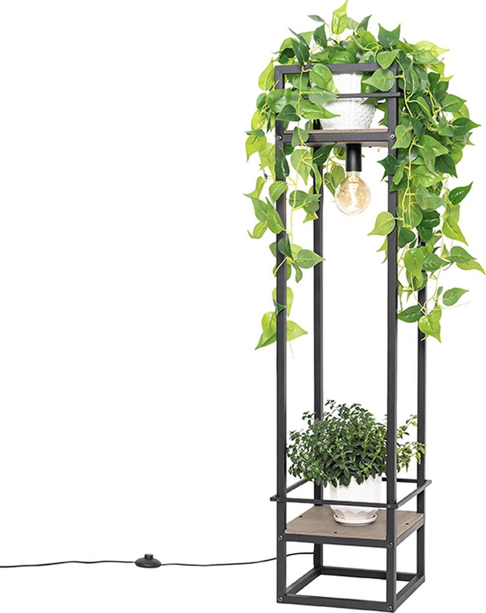 QAZQA Cage Rack - Industrial Floor Lamp - Black - H 130 cm