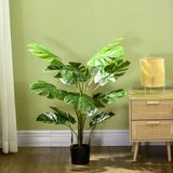 STILVORA Plante artificielle – Monstera 120 Cm – Plastique – Vert – Avec Pot Noir Et Mousse Artificielle – Pour Intérieur Et Extérieur – Sans Entretien