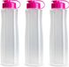 Plasticforte Kunststof waterfles 1500 ml transparant met dop roze - 6x stuks