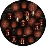 Cosy&Trendy Cosy at Home kleine kerstballen - donkerbruin - 20x - 3 cm - kunststof