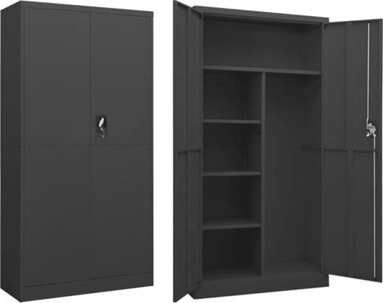 vidaXL Lockerkast - 90x40x180 cm - Staal - Antraciet