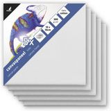 Kangaro Canvaspaneel - 10x10 cm - Wit - Set van 5 stuks