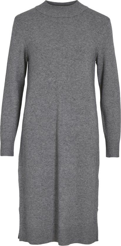 VILA VIRIL CREW NECK L/S MIDI DRESS - NOOS - Medium Grey Melange - Maat M