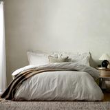 furn. Yard Hebden Mélange gestreepte katoenen dekbedovertrekset - ultrazacht omkeerbaar gestreept beddengoed (mol - koning)