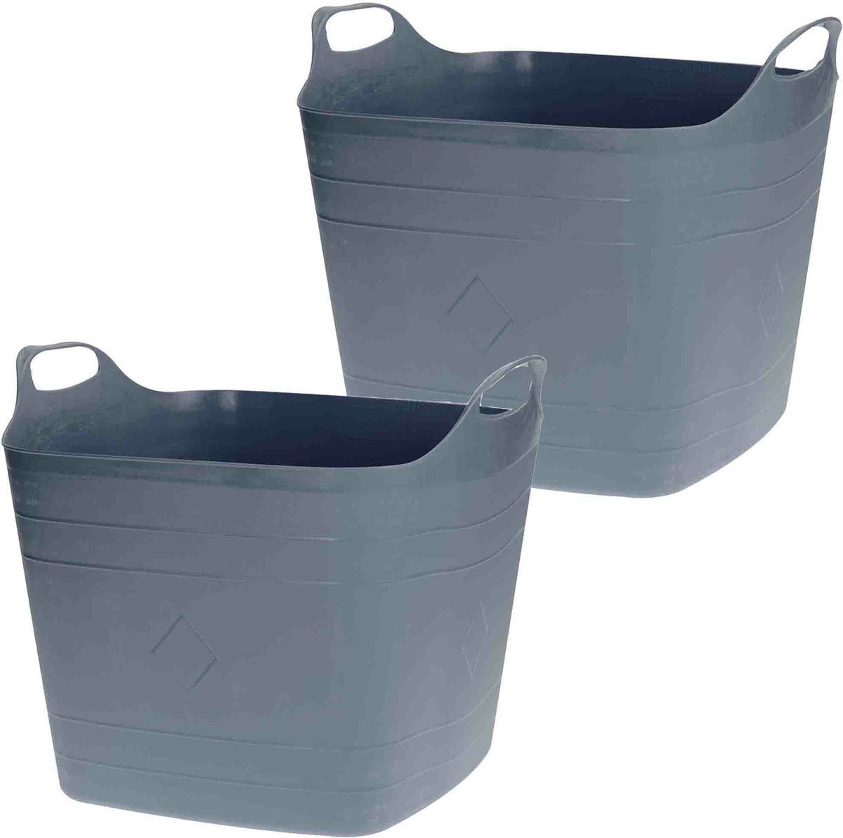 Bathroom Solutions Flexibele Kuip Emmers/Wasmanden - 2x Stuks - 40 Liter - Grijs - Kunststof