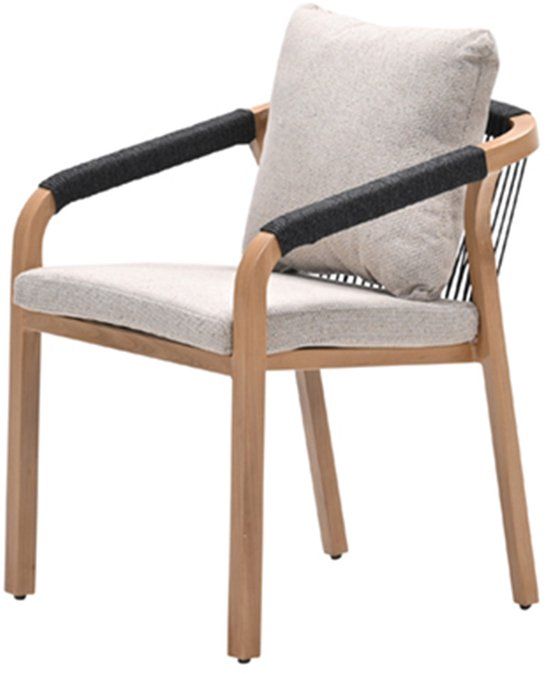 Garden Impressions Monti dining fauteuil - light teaklook - rope lava zwart - gobi sand