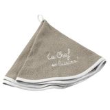 douceur d'intérieur Ronde handdoek (diameter 60 cm) keuken linnen, geborduurde spons, zwart