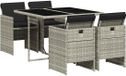 vidaXL 5-delige Tuinset met Kussens, Poly Rattan, Lichtgrijs