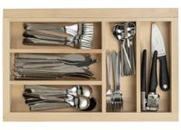 GTV Uitschuifbaar bestekinzetstuk van hout, verstelbaar, van beukenhout, keukenlade-organizer, breedte 305-535 mm/diepte 474 mm