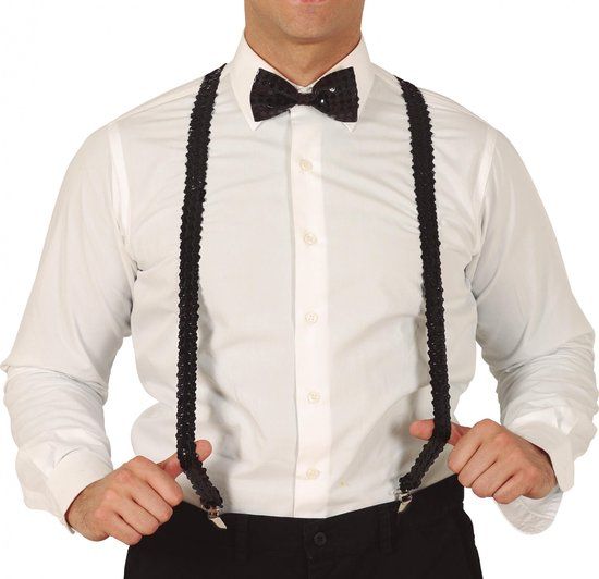 Zwarte pailletten bretels - unisex - carnaval/themafeest