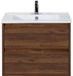 BES LED Porto Badmeubelset 70 cm - Walnoot - Keramische Wastafel Wit Slim