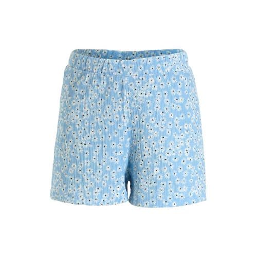 Anytime crinkle short bloemenprint lichtblauw