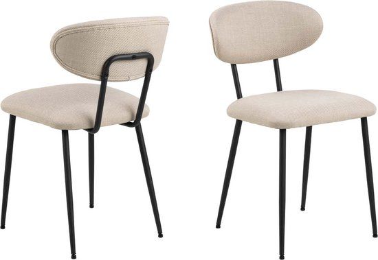 Giga Living Surat Eetkamerstoel - Beige - Stof - Metaal - 49 cm zithoogte