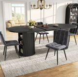 MODFU Uitschuifbare Eettafel - Modern - MDF En Metaal - Zwart - 150-190 Cm