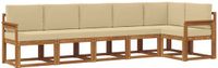 vidaXL Hoek loungeset 6 zitplaatsen Natuurlijk en Beige Acacia Hout