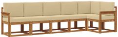 vidaXL Hoek loungeset 6 zitplaatsen Natuurlijk en Beige Acacia Hout