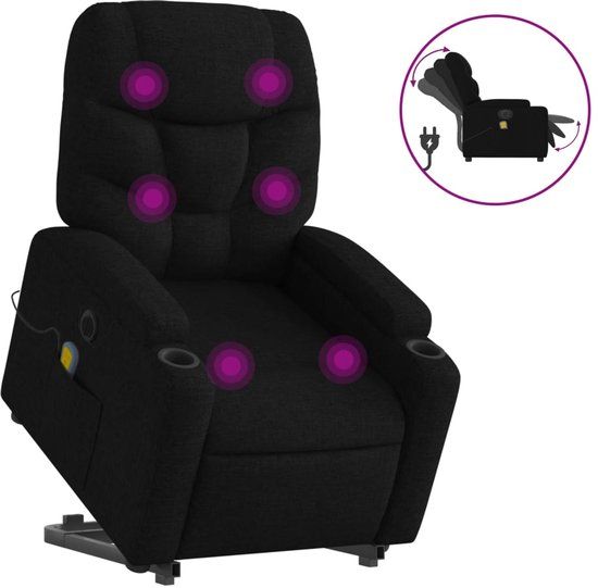 vidaXL Sta-op-massagestoel elektrisch verstelbaar stof zwart