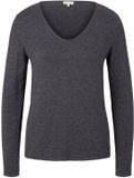 Tom Tailor Gebreide trui met V-hals Maat XS evident anthracite melange