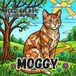 MOGGY CAT COLOURING BOOK: Bold and Easy for Kids and Adults: 50 Simple Cute Designs for Cat Lovers, Seniors, anxiety and Stress Relief