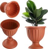 KADAX Bloempot, plastic bloemenschaal, ronde plantenbak, lichte amfore in terracotta kleur, plantenbak voor buiten, tuin, terras (34,5 cm, terracotta)