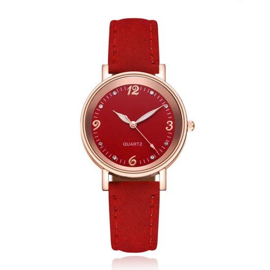LGT JWLS Lookinggoodtoday Dameshorloge met Sierlijke Uuraanduiding en Lichtgevende Wijzers Rood