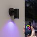 Hoftronic Smart Mason - Zwarte Smart Wandlamp voor Buiten - App Bediening - WiFi - Bluetooth - Dimbaar - RGBWW GU10 - 400lm - IP44
