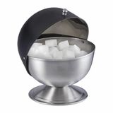 Relaxdays Suikerpotje met deksel - Ø 14 cm - RVS - Zwart/Zilver