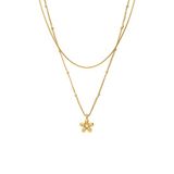 Lucardi Dames Stainless steel ketting met hanger bloem voor dames - Ketting - Staal - Goudkleurig - 47 cm