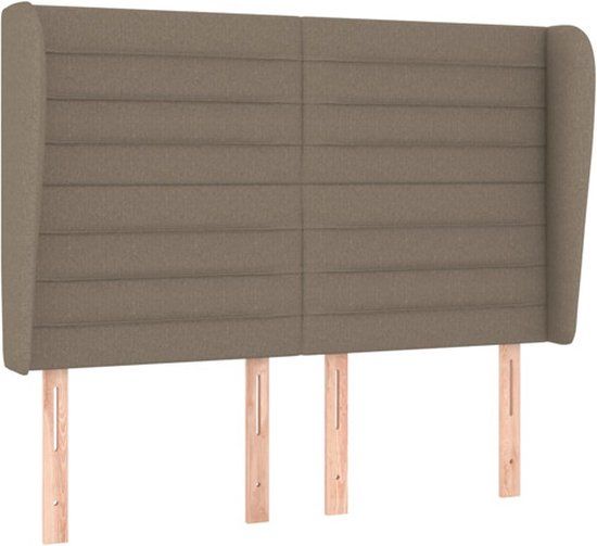 vidaXL Hoofdbord met randen 147x23x118/128 cm stof taupe