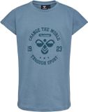 Hummel Hmlmalin T-Shirt S/S Kinderen Blauw Katoen Ronde Hals Korte Mouw Logo Regular Fit