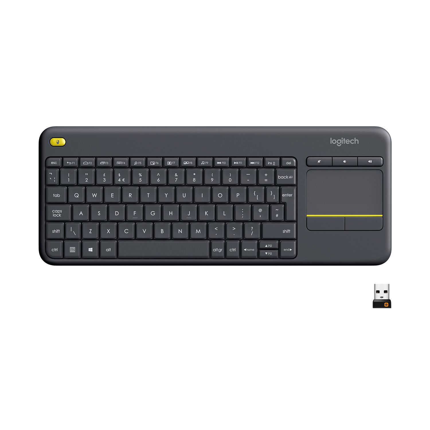 Logitech K400 Plus TV - Draadloos Toetsenbord - QWERTY - Zwart