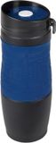 Merkloos / Sans marque Inspirion Gmbh Koffie Thermosbeker/warmhoudbeker - blauw/zwart - 380 ml - isoleerbeker/reisbeker - dubbelwandig - met schroefdop