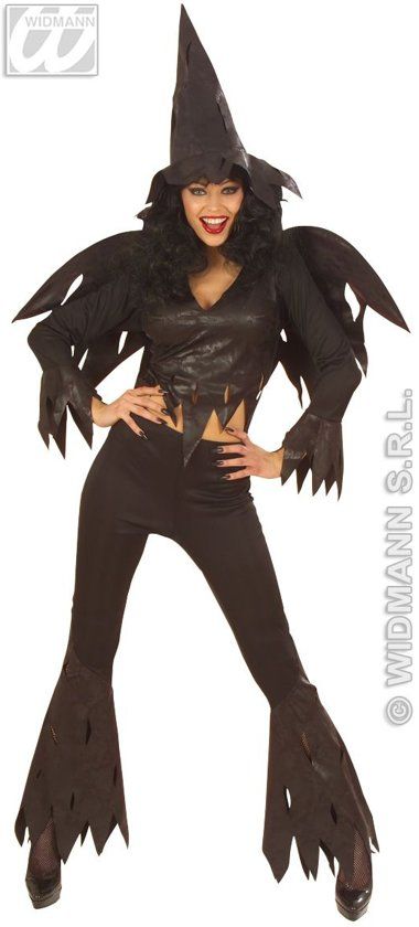 Widmann Heks & Spider Lady & Voodoo & Duistere Religie Kostuum Woeste Heks Horror Wings Kostuum Vrouw Medium Halloween Verkleedkleding