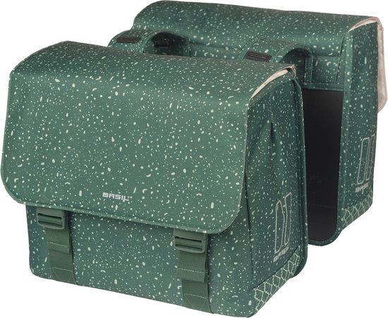 Basil Flair - Dubbele fietstas - 35L - Groen - Waterafstotend - Reflectiedetails