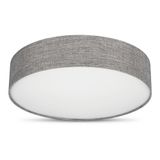 REV REV plafonnier - 50cm, rond, met stoffen lampenkap, bruin-zilver