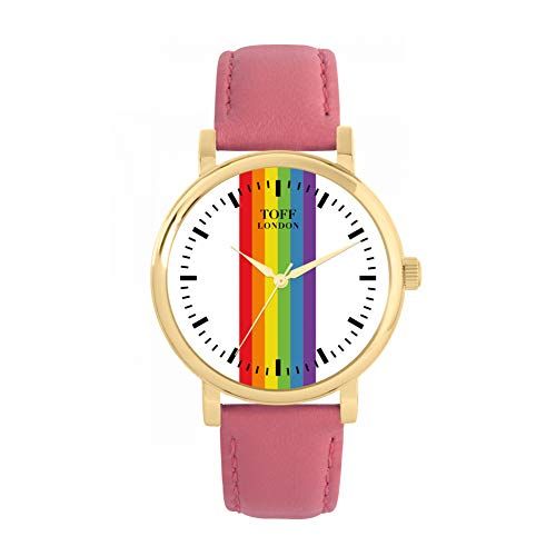 Toff London Pride Lineair horloge met witte stokken - 5059656038252