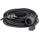 as - Schwabe Gummi-Verlängerungsleitung, 10m H05RR-F 3G1,5 Kabel mit Schutzkontaktstecker und Schutzkontaktkupplung inkl. Schutzkappe, Verlängerungskabel 230V, 16A, IP44, Schwarz, 60310