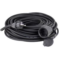 as - Schwabe Gummi-Verlängerungsleitung, 10m H05RR-F 3G1,5 Kabel mit Schutzkontaktstecker und Schutzkontaktkupplung inkl. Schutzkappe, Verlängerungskabel 230V, 16A, IP44, Schwarz, 60310