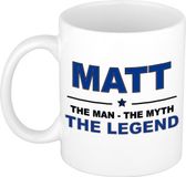 Bellatio Decorations Matt cadeau mok - man myth legend - naam koffiemok / beker - wit en blauw - 300 ml - verjaardag