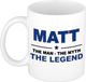 Bellatio Decorations Matt cadeau mok - man myth legend - naam koffiemok / beker - wit en blauw - 300 ml - verjaardag