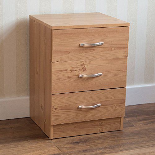 Vida Designs Riano Nachtkastje met 3 laden - Grenen - Opbergtafel