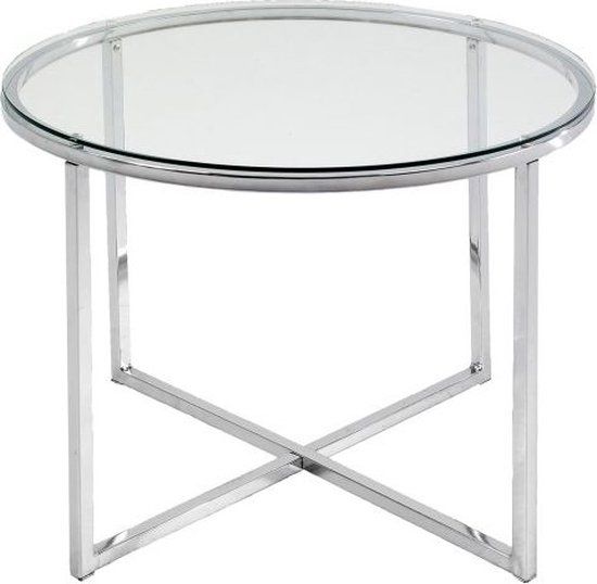 Ronde bijzettafel van helder glas - 5713941033321