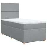 vidaXL Boxspringbed met matras, stof, lichtgrijs, 90x190 cm