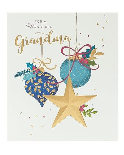 UK Greetings Oma Kerstkaart - Kerstcadeaus Voor Vrouwen - Kerstcadeau Kaart - Luxe Kerstkaart - Stijlvolle Kerst