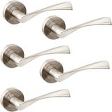 Jdel Deurklinkset voor binnendeuren, 50 mm, aluminium, gesatineerd nikkel, 5 stuks