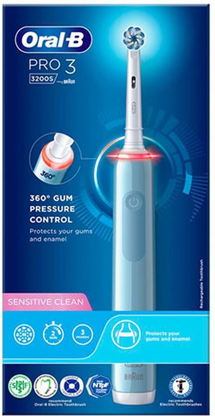 Oral-B Elektrische tandenborstel Pro3 3200S Blauw Sensitive