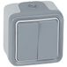 Legrand 069715 dubbele schakelaar of wisselschakelaar, waterdicht, plexo compleet opbouw, 10 AX, 250 V, grijs