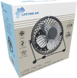 Lifetime Air USB Ventilator Metaal Ø13cm Zwart