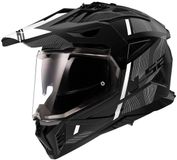 LS2 MX702 Pioneer II Hill Mat Zwart Wit Adventure Helm