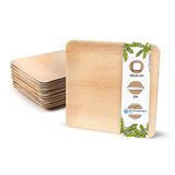 GREENBOX Palmware hoogwaardig palmbladservies, 25 stuks, rechthoekige palmbladen, 25 x 25 cm, biologisch wegwerpservies, biologisch afbreekbaar, partyservies, wegwerpservies